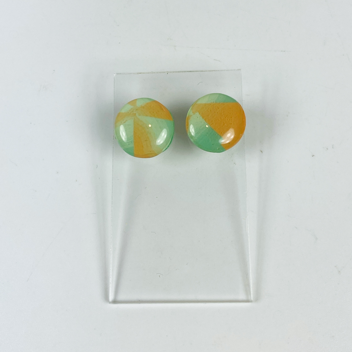 Handmade Polymer Clay Sage and Terracotta Stud Earrings