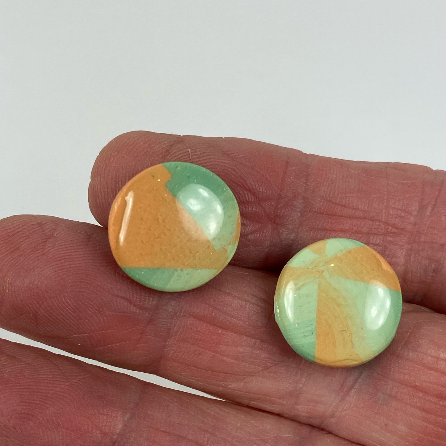 Handmade Polymer Clay Sage and Terracotta Stud Earrings