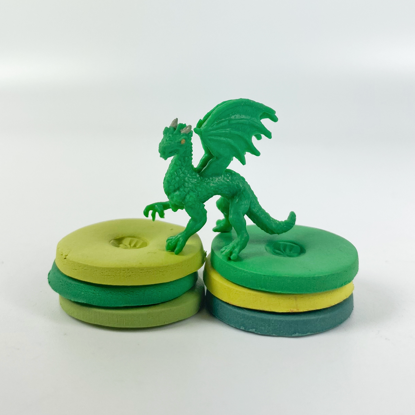 St. Patrick's Day Palette Polymer Clay Color Mixing Tutorial disc stack topped by a green dragon.