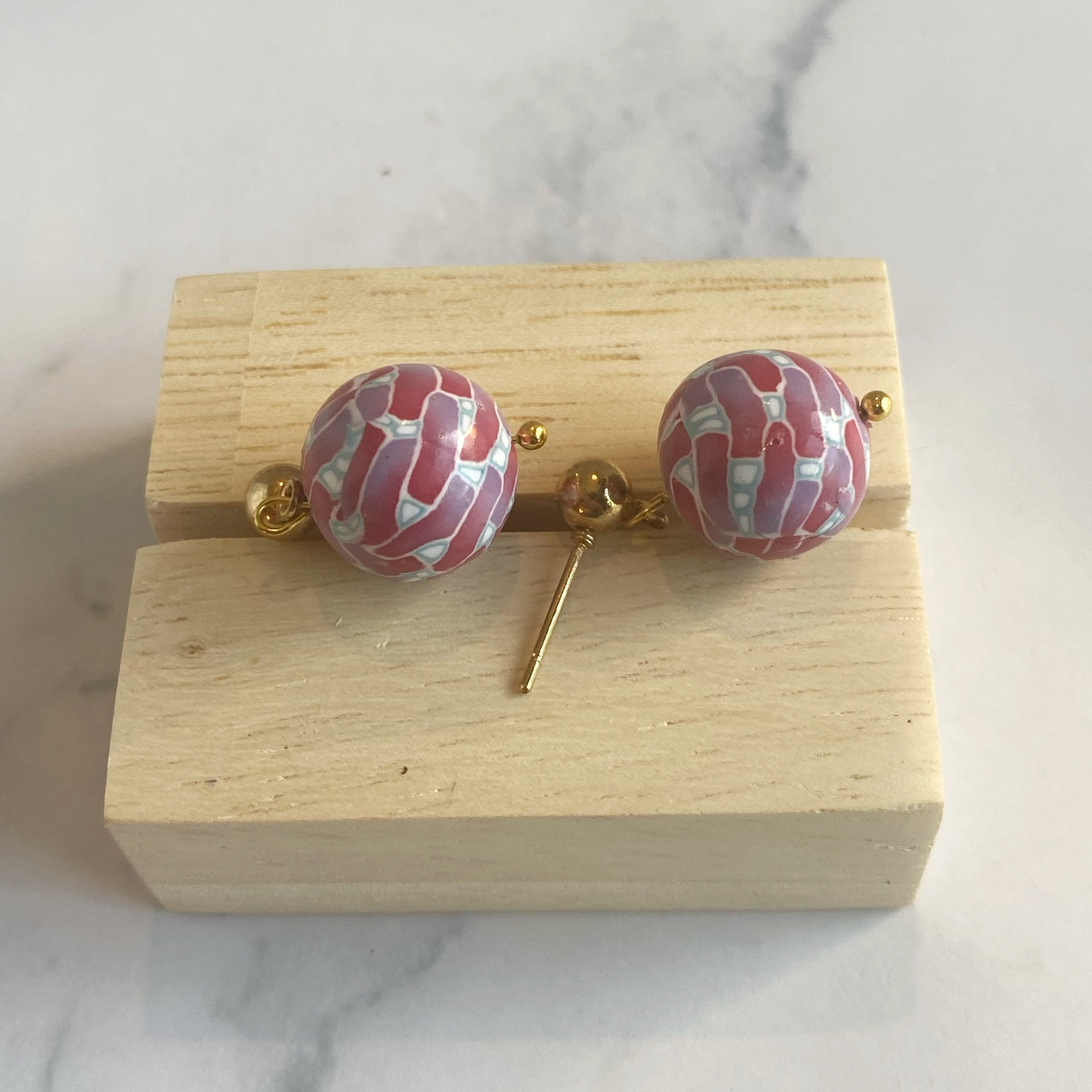 Amethyst and Rose Polymer Clay Dangle Earrings