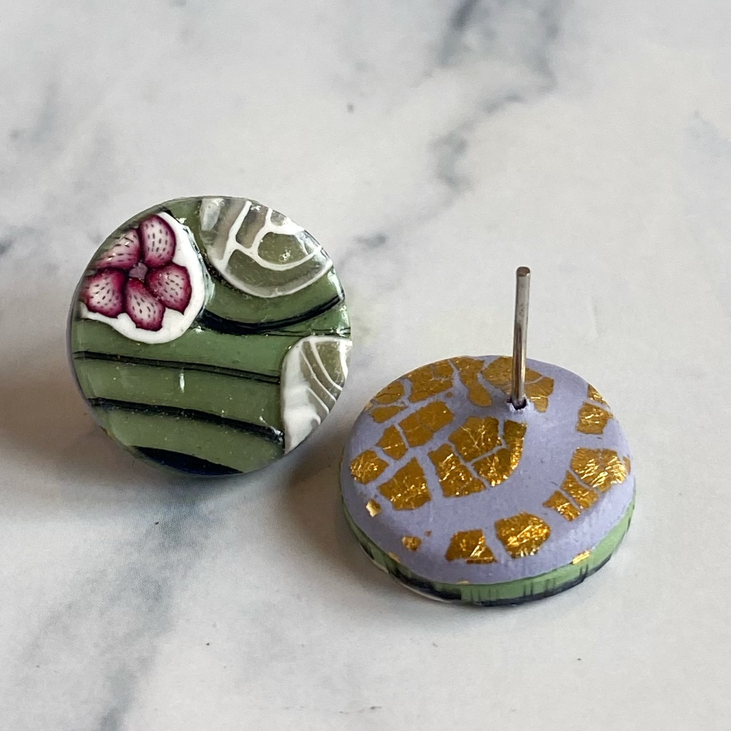 Garden Flower Handmade Polymer Clay Stud Earrings