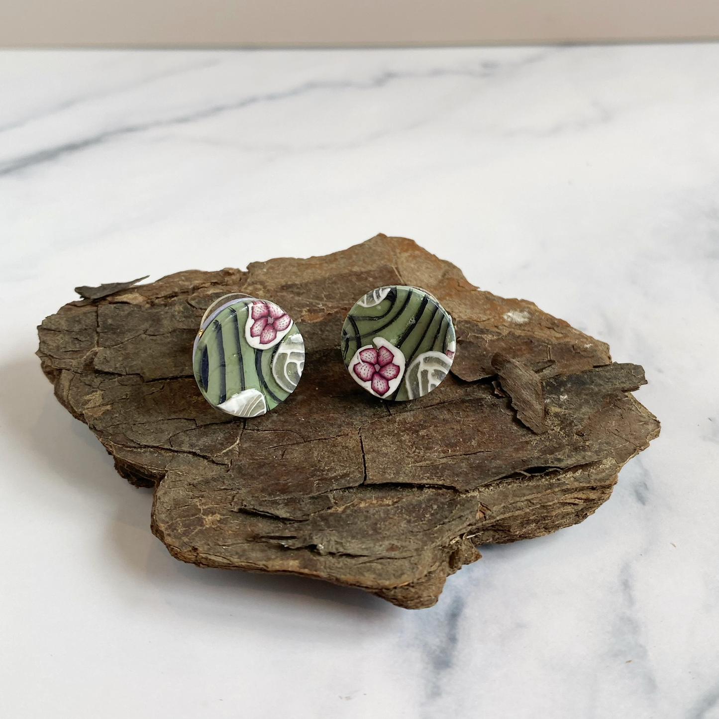 Garden Flower Handmade Polymer Clay Stud Earrings