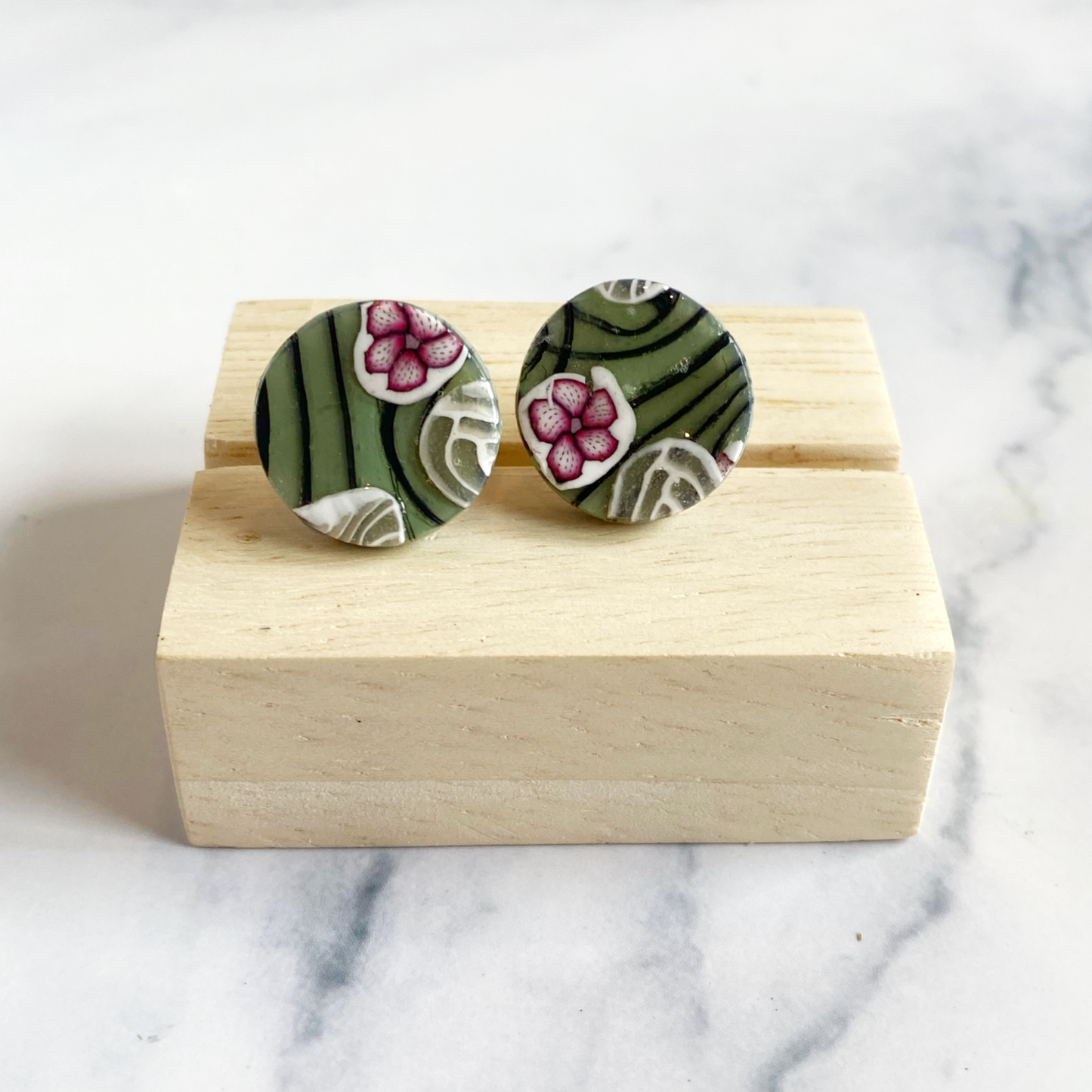 Garden Flower Handmade Polymer Clay Stud Earrings