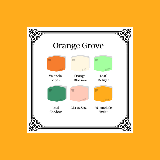 Orange Grove 6 color palette on orange background