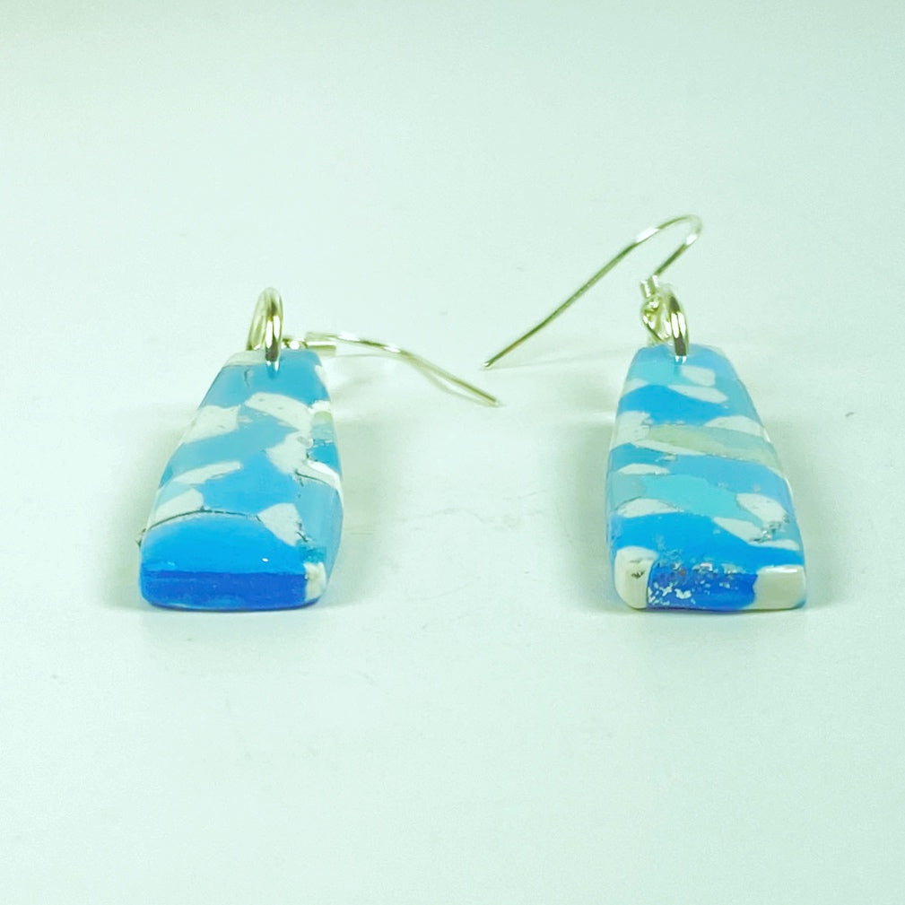 Moody Blues Handmade Polymer Clay Dangle Long Earrings side view