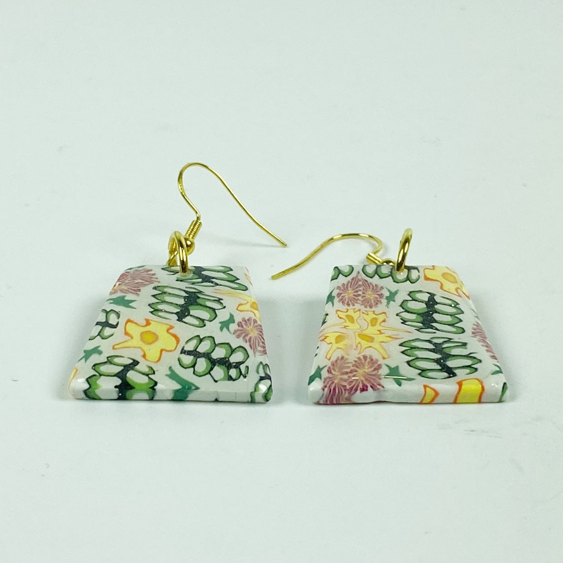 Blossom Burst Handmade Polymer Clay Dangle Earrings side view