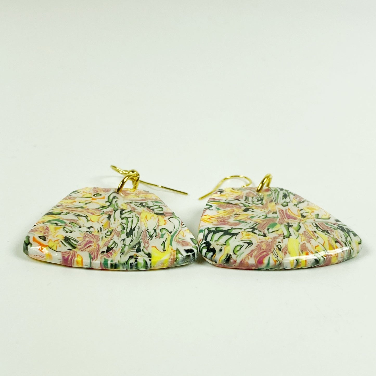 Garden Marbled Handmade Polymer Clay Dangle Earrings side view