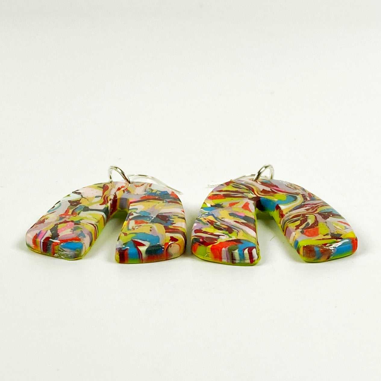 Meadow Breeze Rainbow Handmade Polymer Clay Dangle Earrings side view