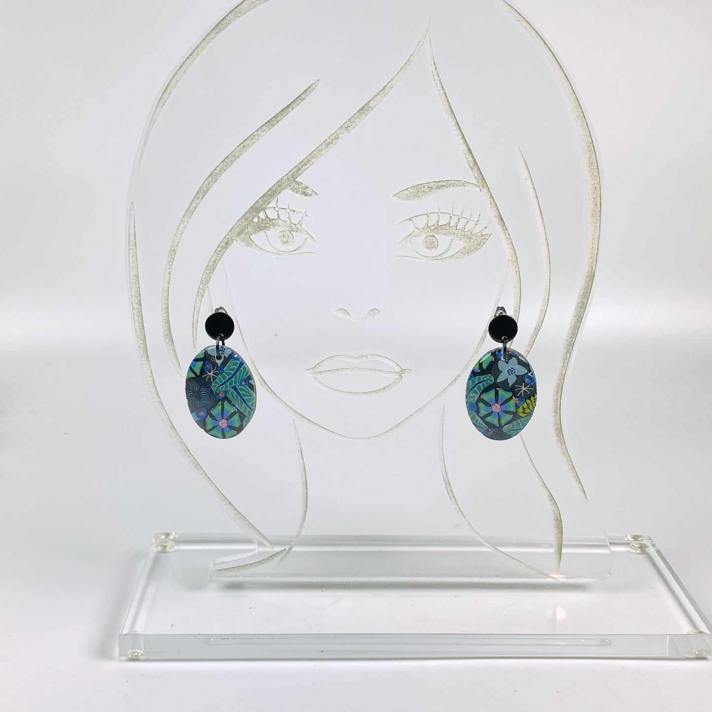 Night Blossom Handmade Polymer Clay Dangle Earrings