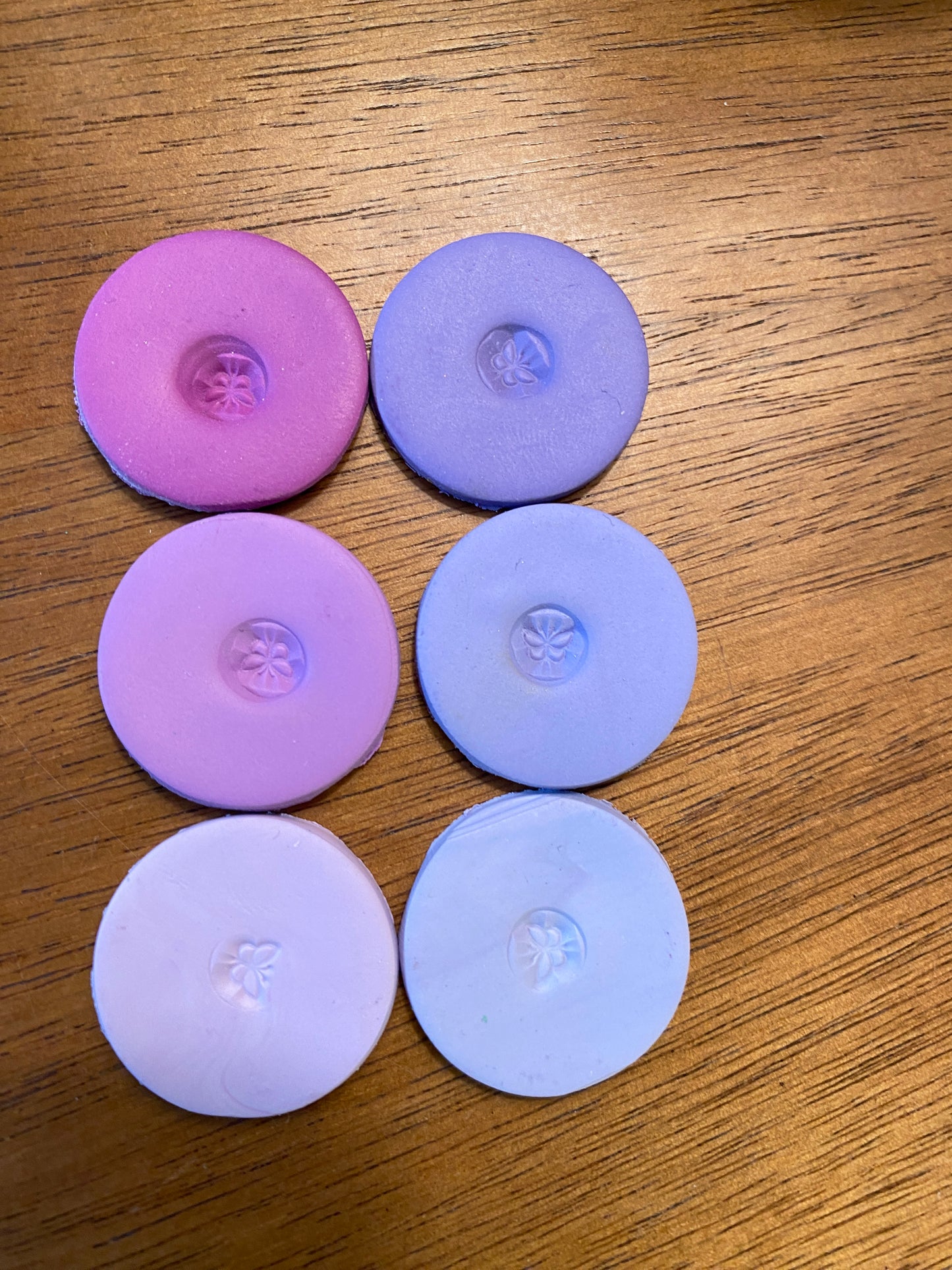 Purple Posies Polymer Clay Tutorial Clay discs of each of the colors