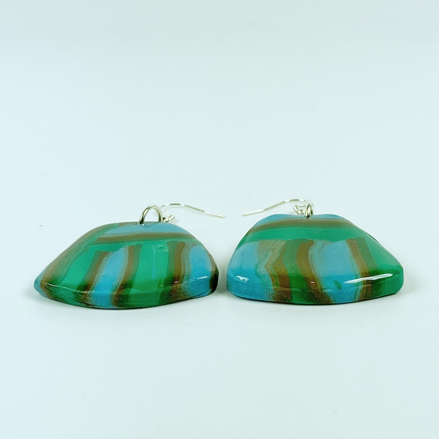 Hip Stripes Handmade Polymer Clay Dangle Earrings side view