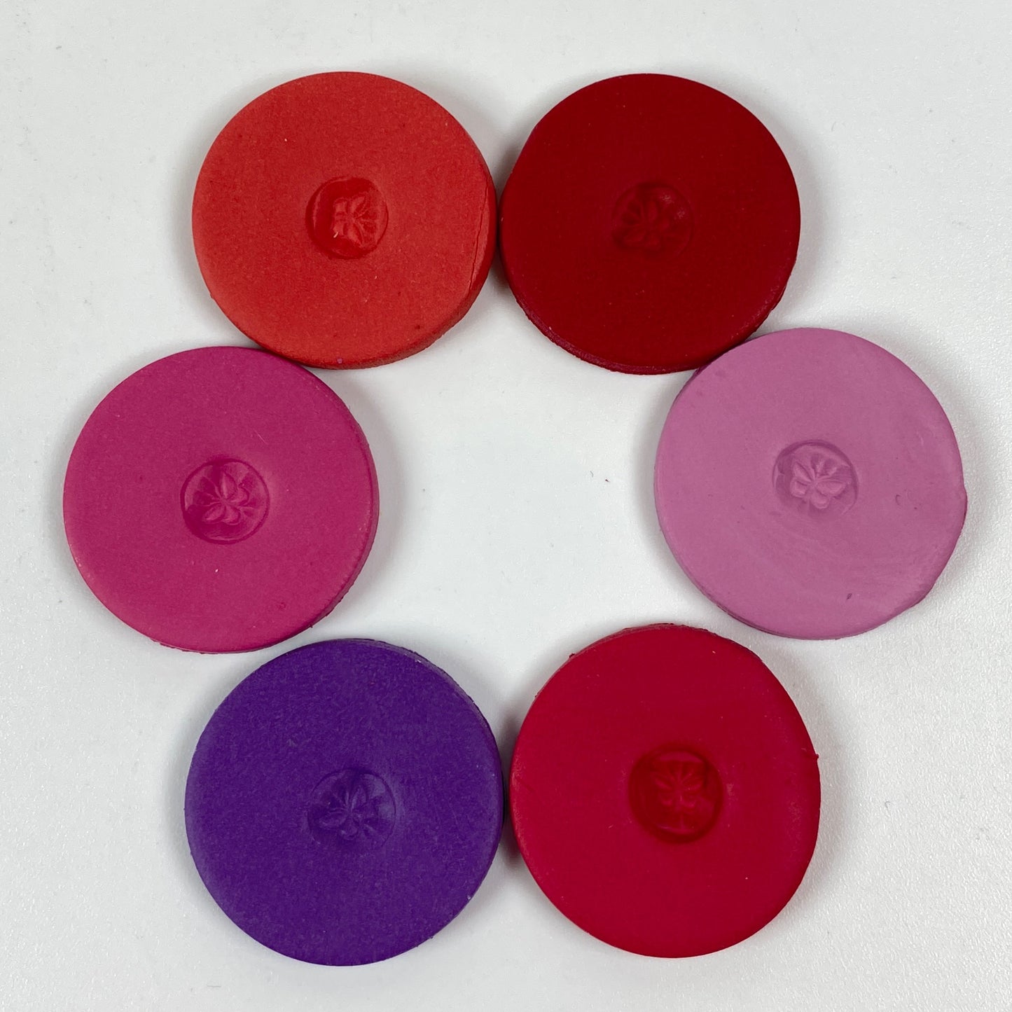 fancy romancy clay color discs in a circle