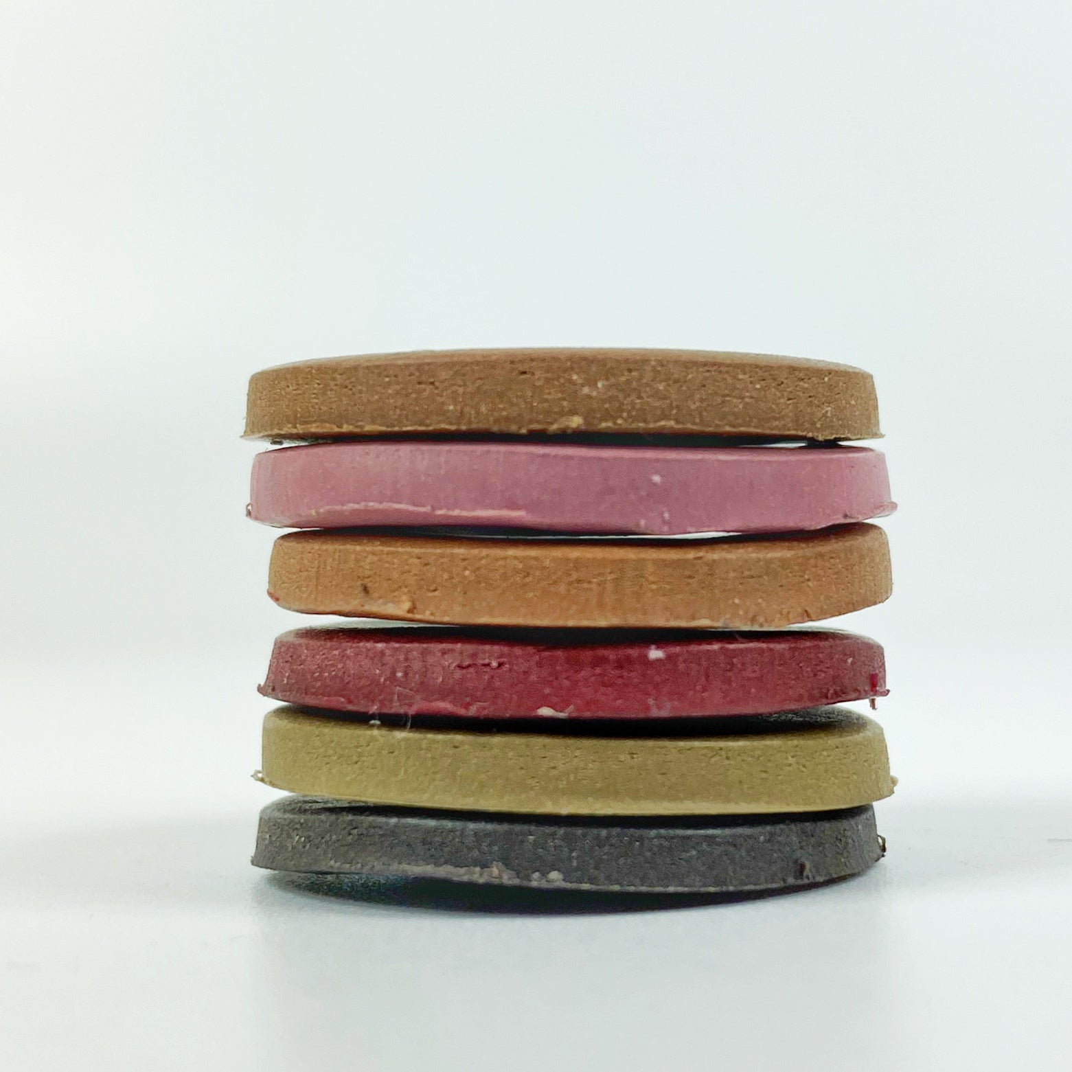 Chocolate Yum stacked color sample discs