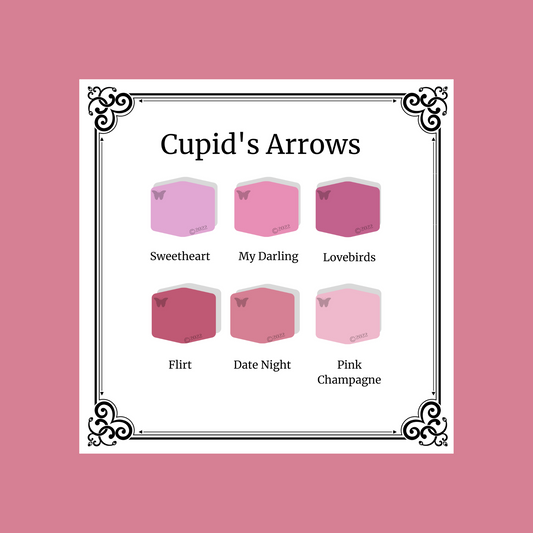 Cupid's Arrows 6 color palette on a Date Night background