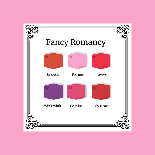 fancy romancy 6 palette colors on a For Me? background