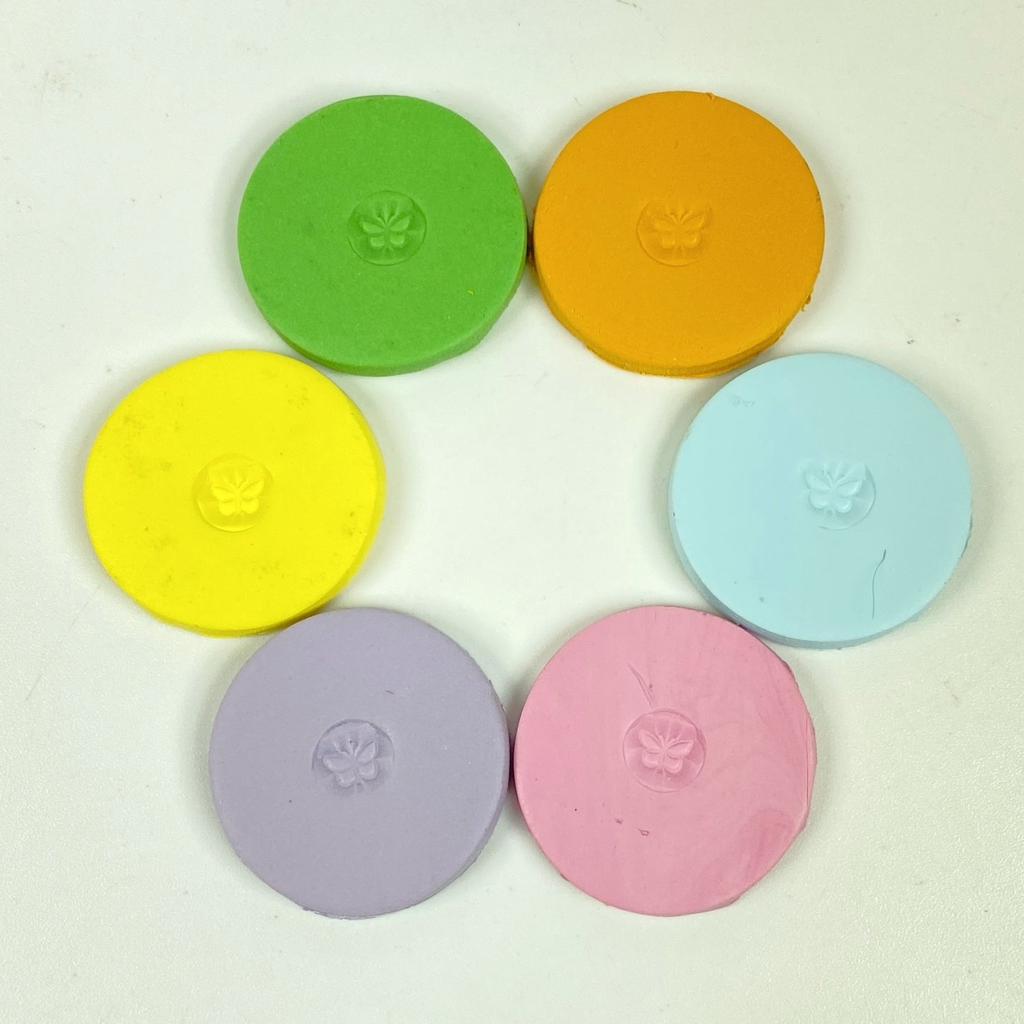 Peter Cottontail Easter Palette - a circle of the sample clay discs