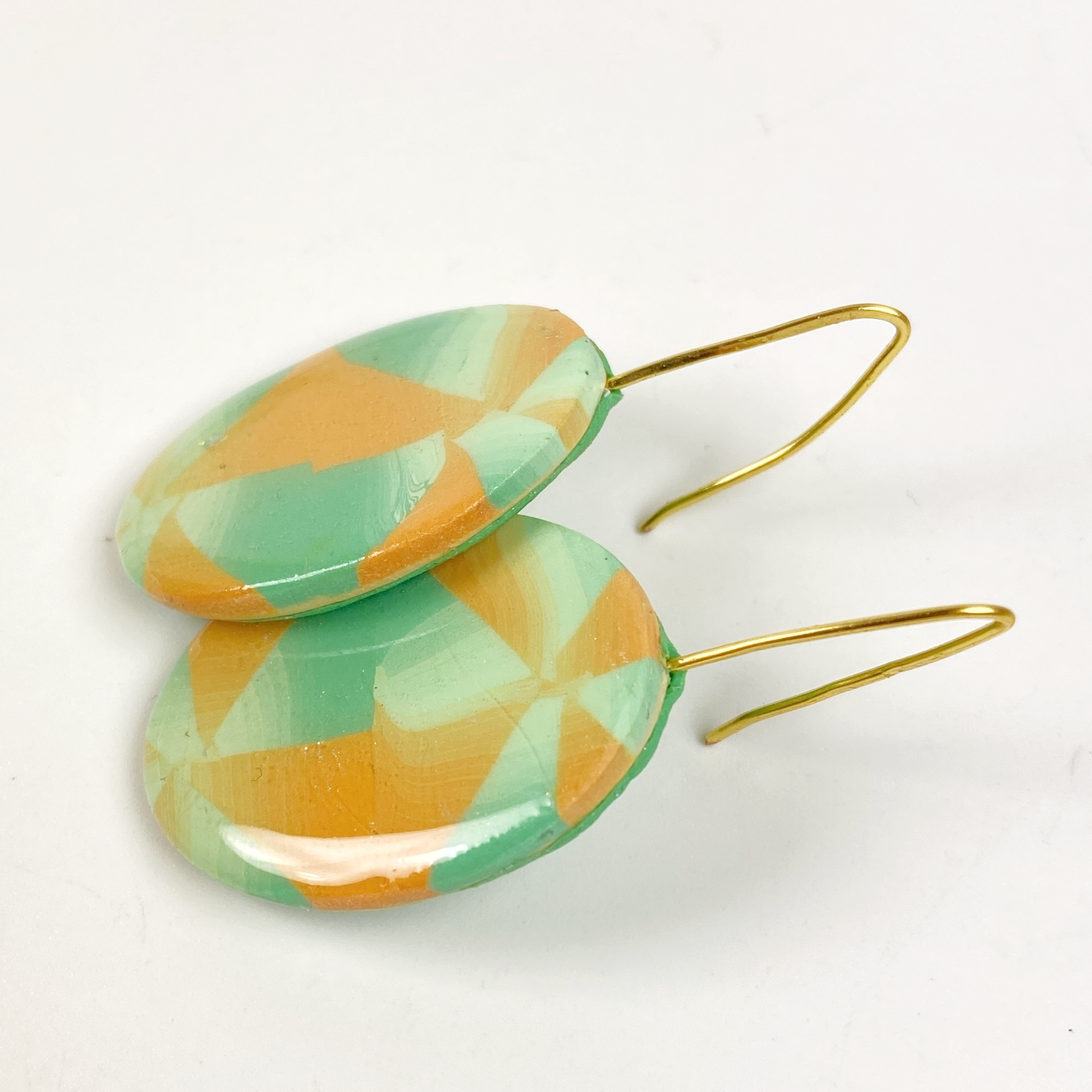 Sage & Terracotta Handmade Polymer Clay Dangle Earrings size view