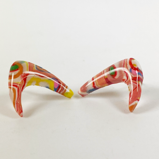 Pink Boomerang Stud Earrings, see the fronts
