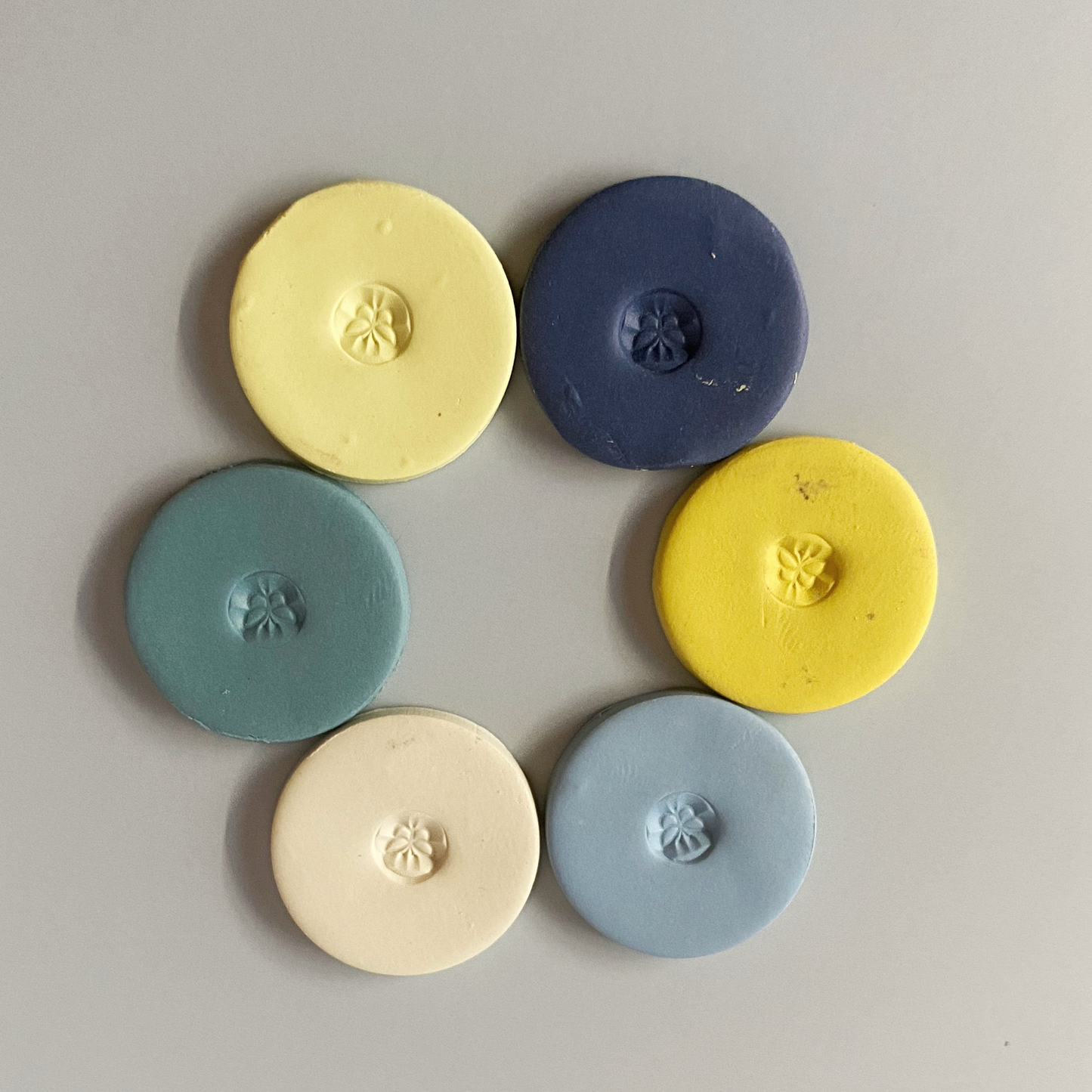 Provence Evening Polymer Clay Color Sample Discs in a circle