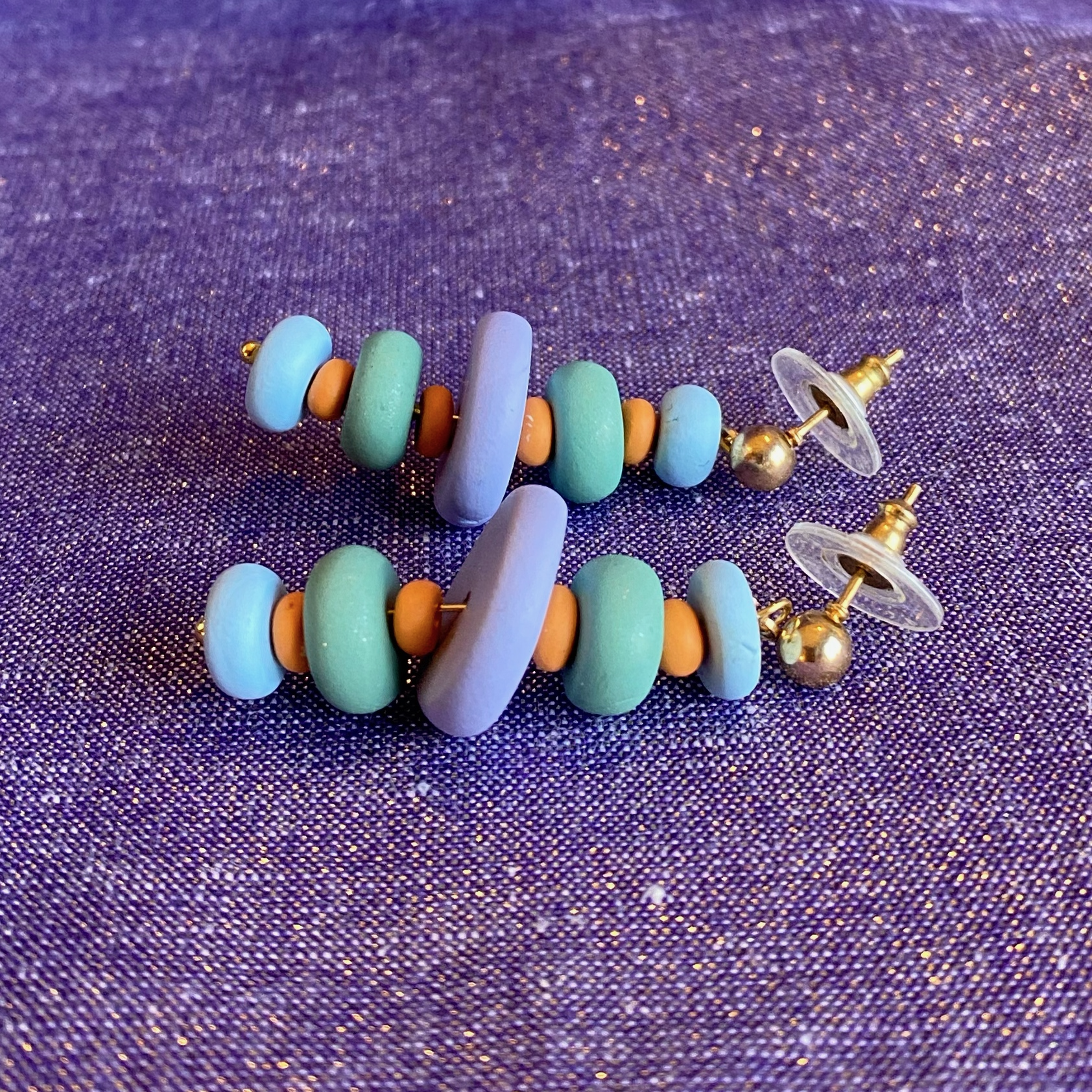 Polymer Clay Cairn Dangle Earrings Handmade!