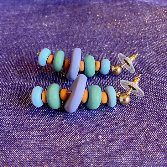 Polymer Clay Cairn Dangle Earrings Handmade!