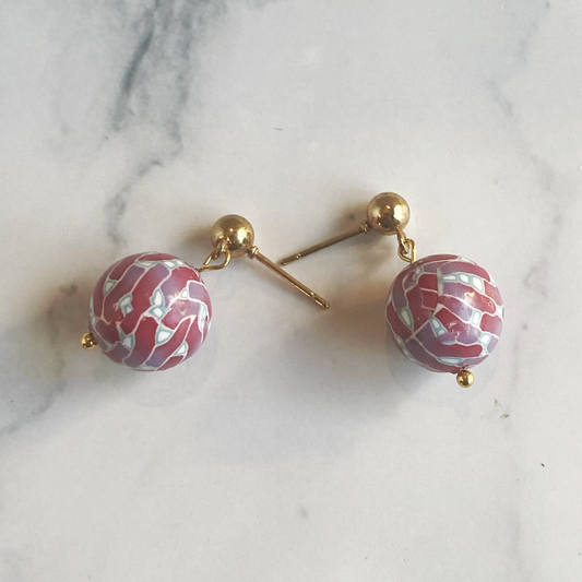 Amethyst and Rose Polymer Clay Dangle Earrings