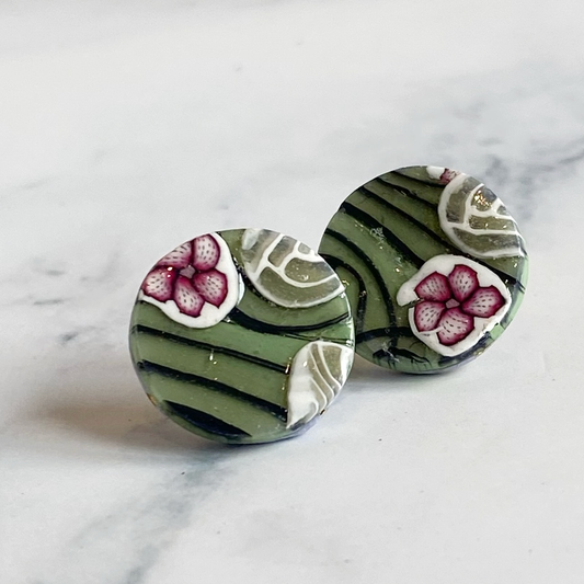 Garden Flower Handmade Polymer Clay Stud Earrings