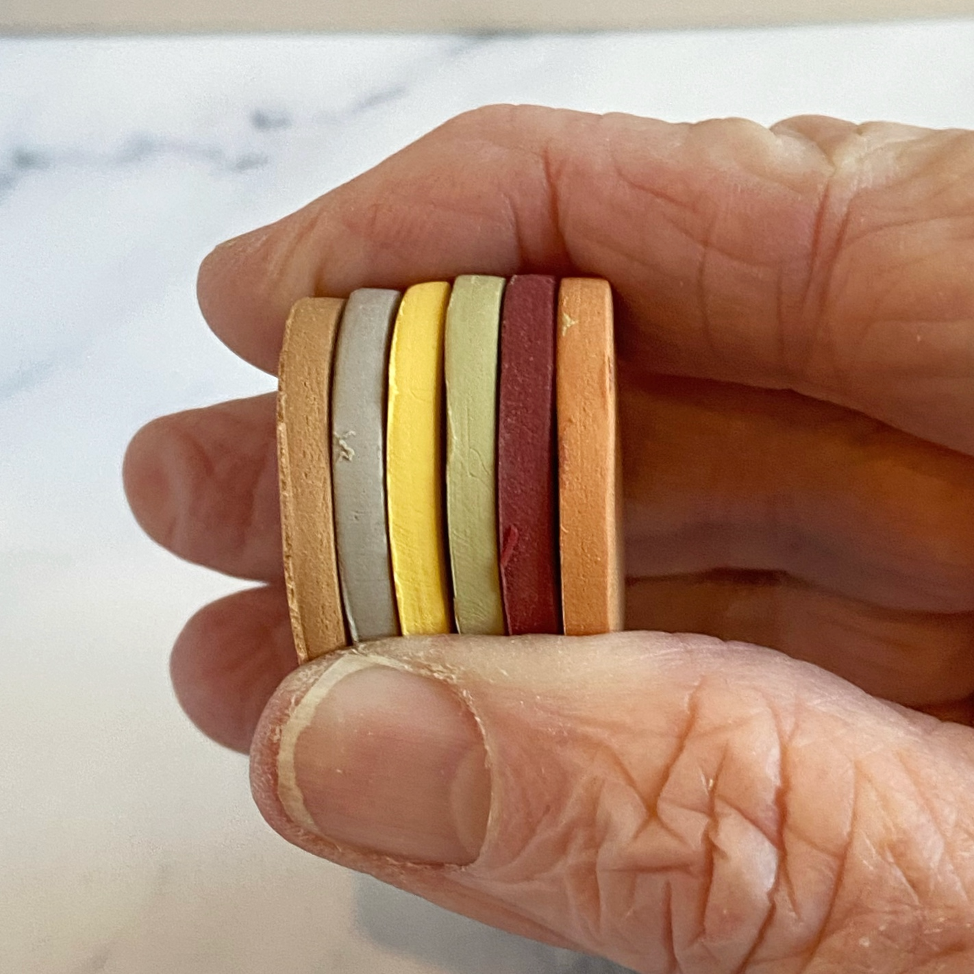 Sample Clay Color Discs handheld