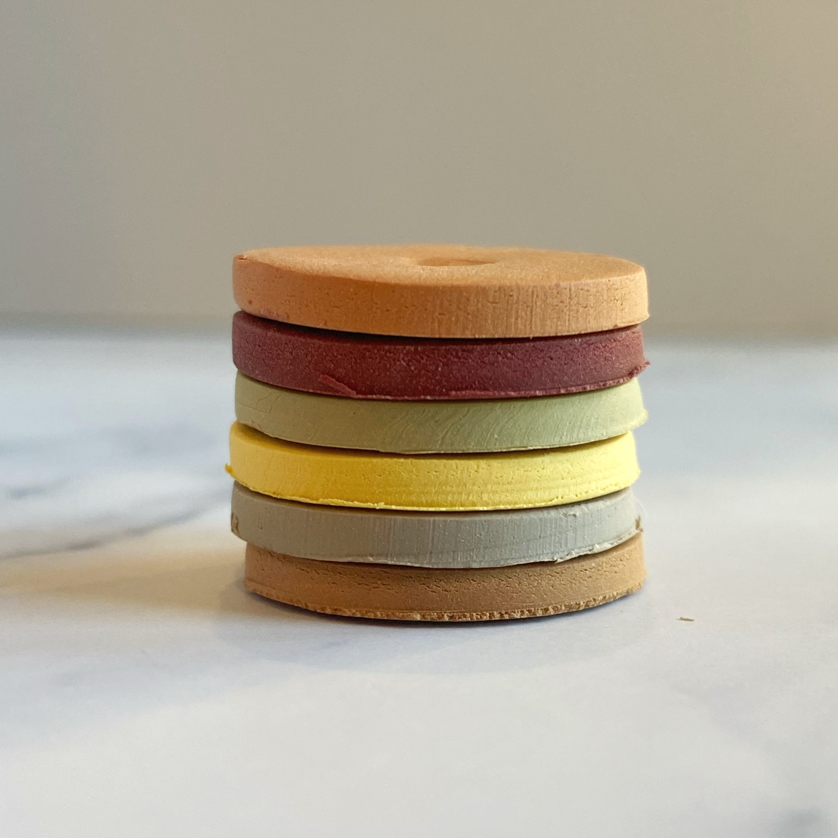 Sample Clay Color Discs in a stack