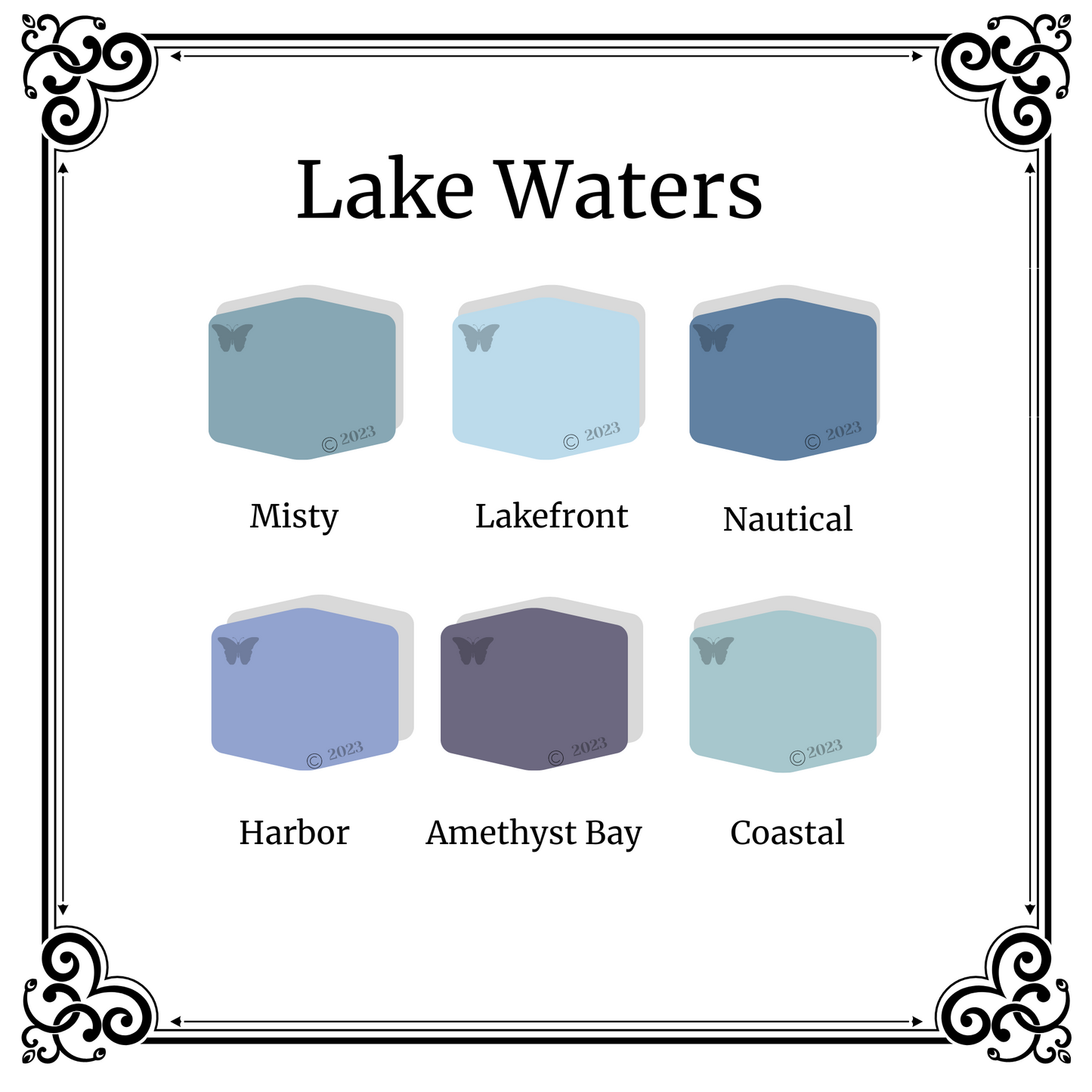 The beautiful blues of the Lake Waters palette