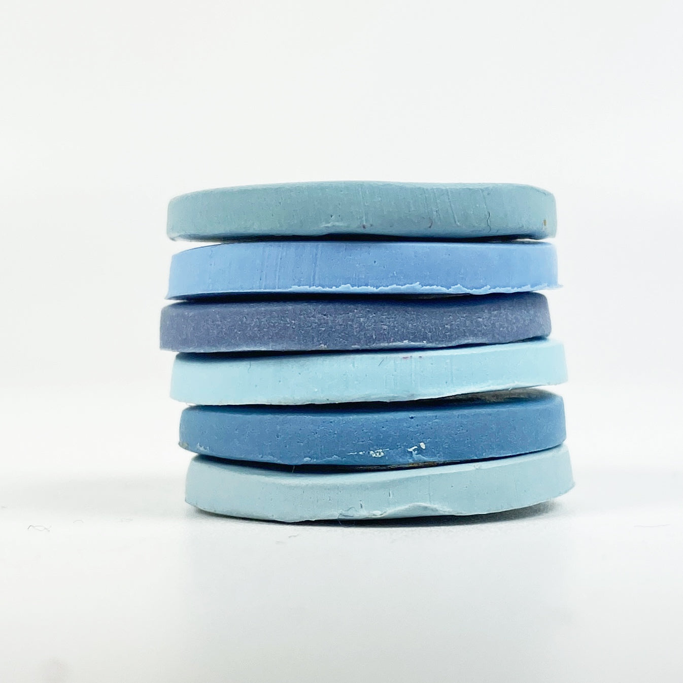 Lake Waters Palette - stack of clay discs in all 6 colors of blue