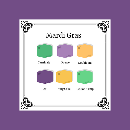 Mardi Gras 6 color palette on Rex background
