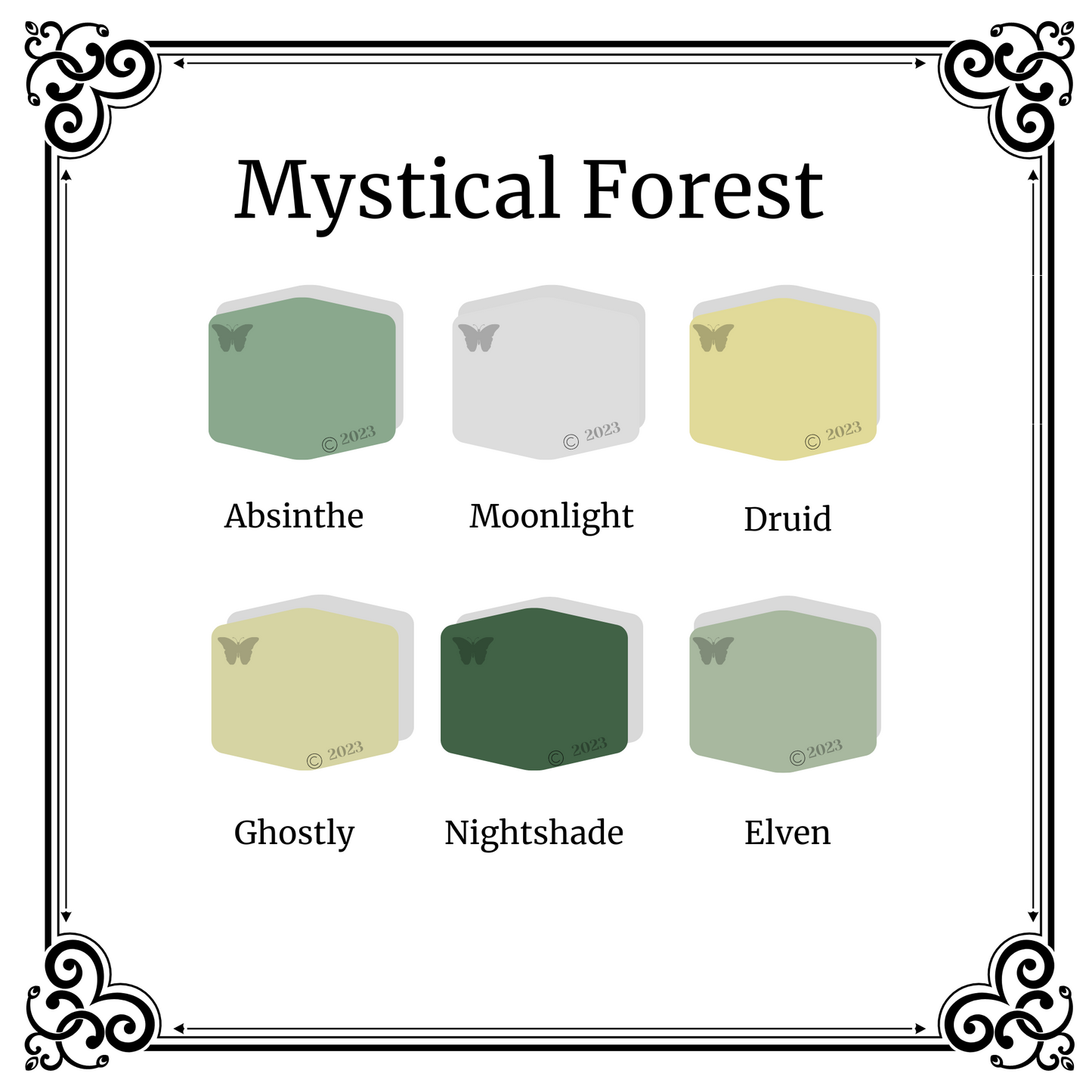 Mystical Forest Polymer Clay Color Palette:  All 6 colors