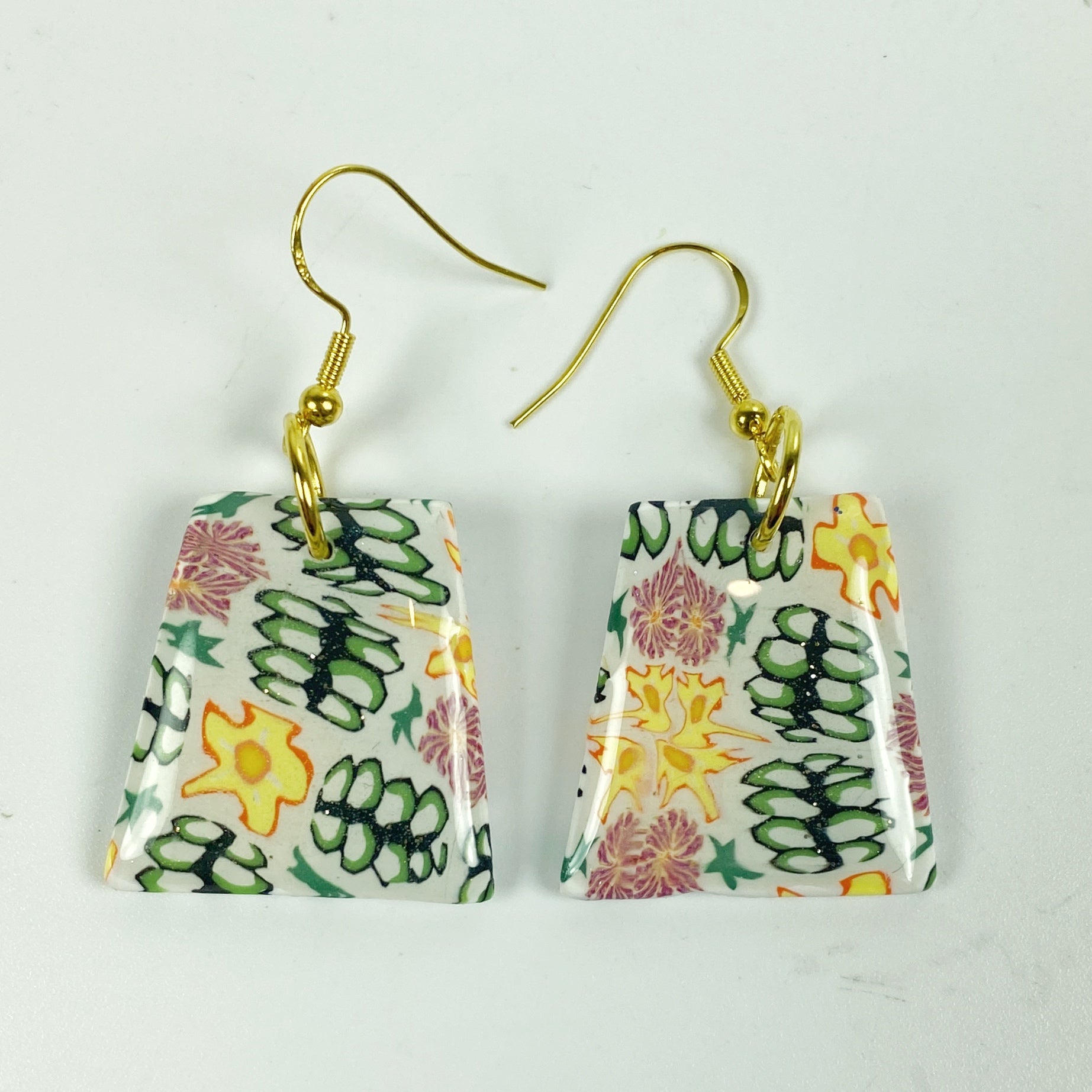 Blossom Burst Handmade Polymer Clay Dangle Earrings front view