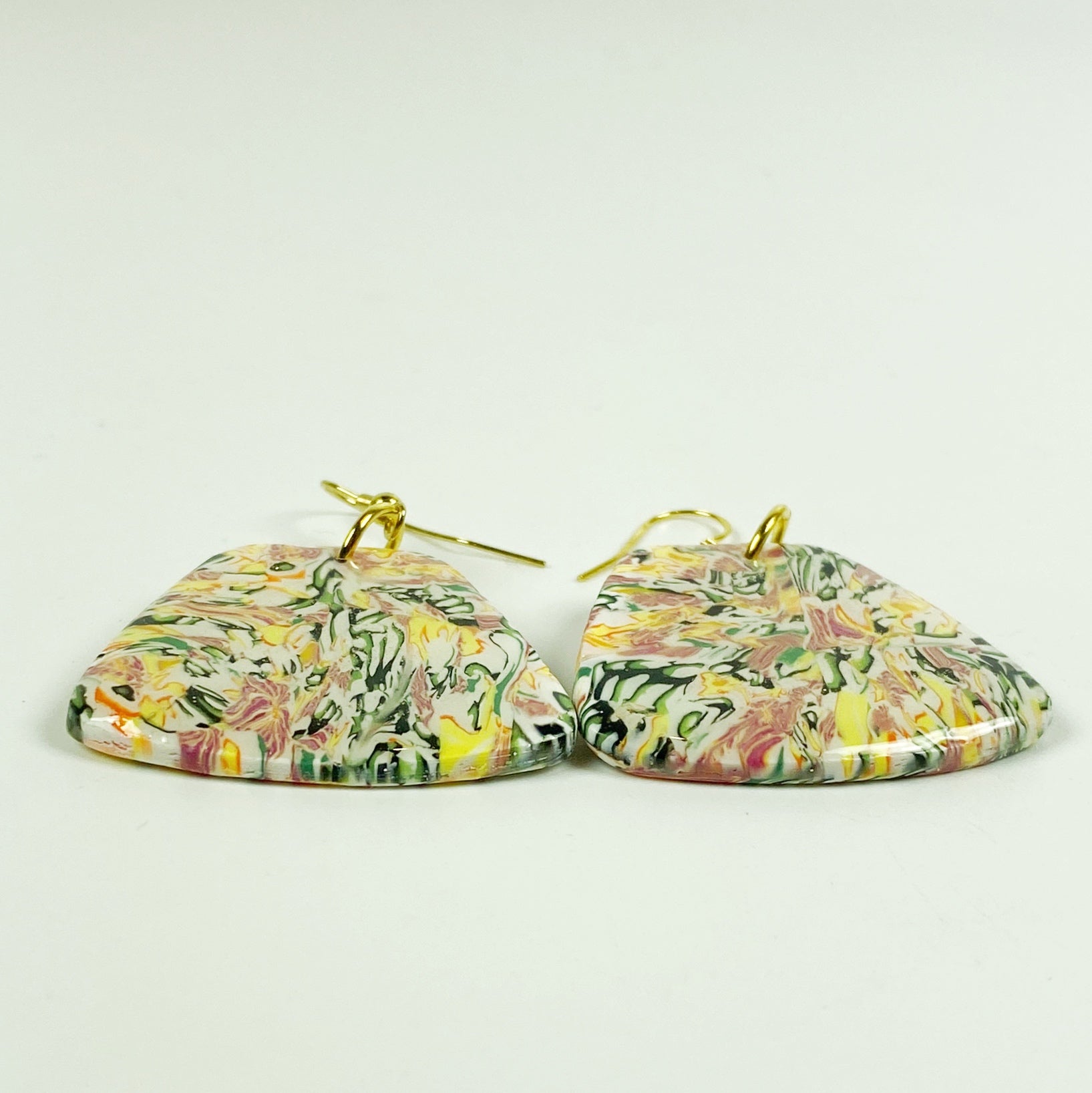 Garden Marbled Handmade Polymer Clay Dangle Earrings side view