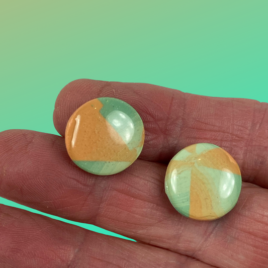 Handmade Polymer Clay Sage and Terracotta Stud Earrings