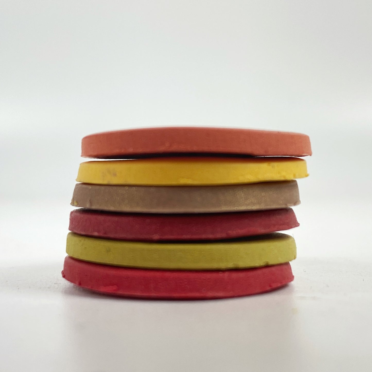 Polymer Clay Spice Market color sample discs in a stack