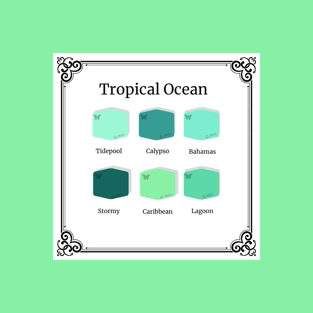 Tropical Ocean Polymer Clay Color Palette Tutorial on a green background