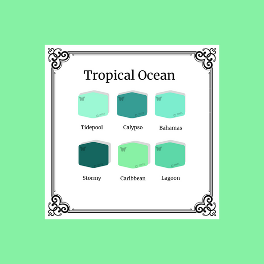Tropical Ocean Polymer Clay Color Palette Tutorial on a green background