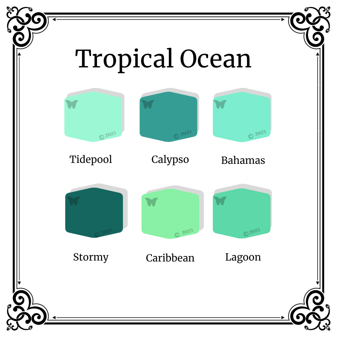 Tropical Ocean Polymer Clay Color Palette Tutorial on a white background
