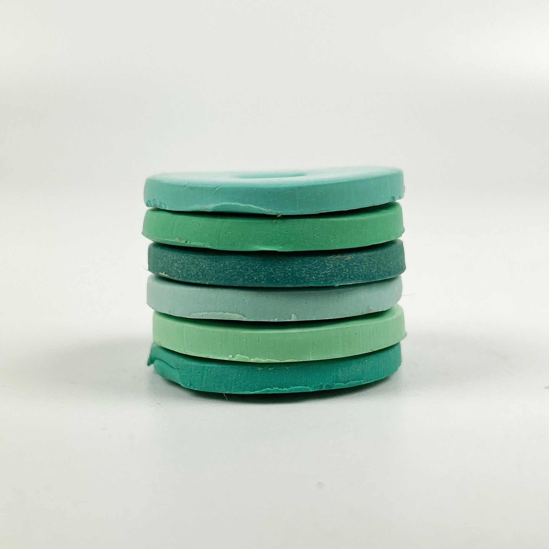 Tropical Ocean Polymer Clay Color Palette Tutorial a stack of the sample clay discs
