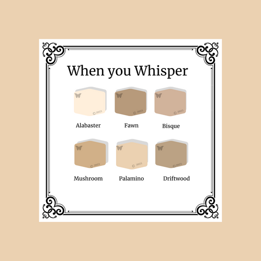 Whisper 6 color palette on palamino background