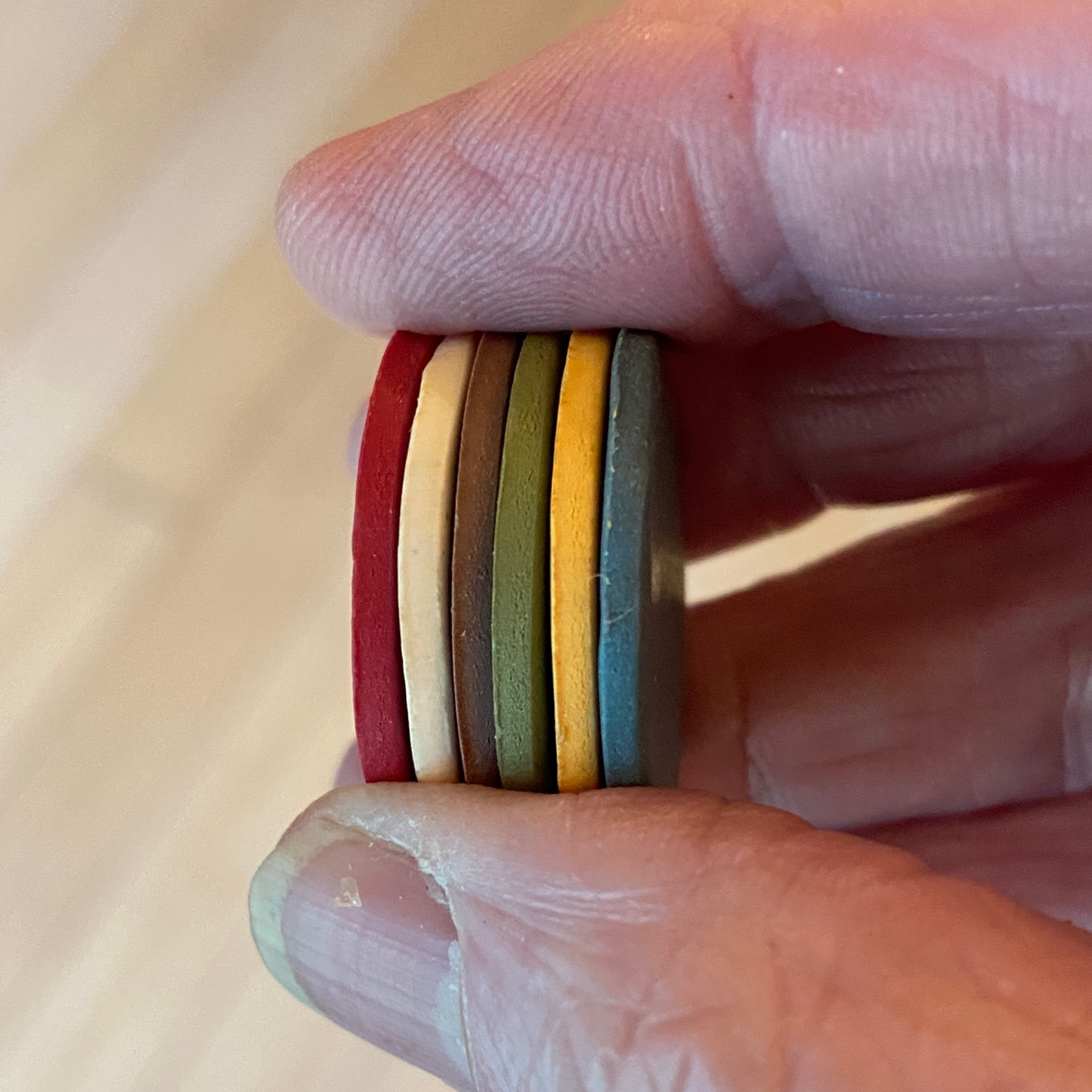 Polymer Clay Bohemian clay color sample discs handheld