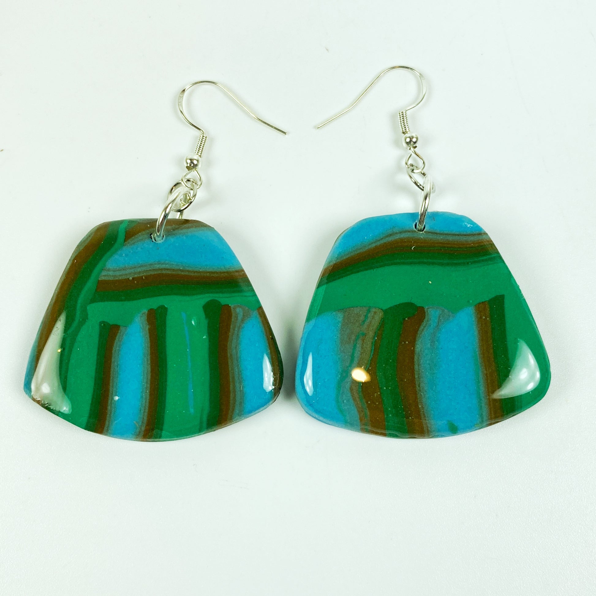 Hip Stripes Handmade Polymer Clay Dangle Earrings front view
