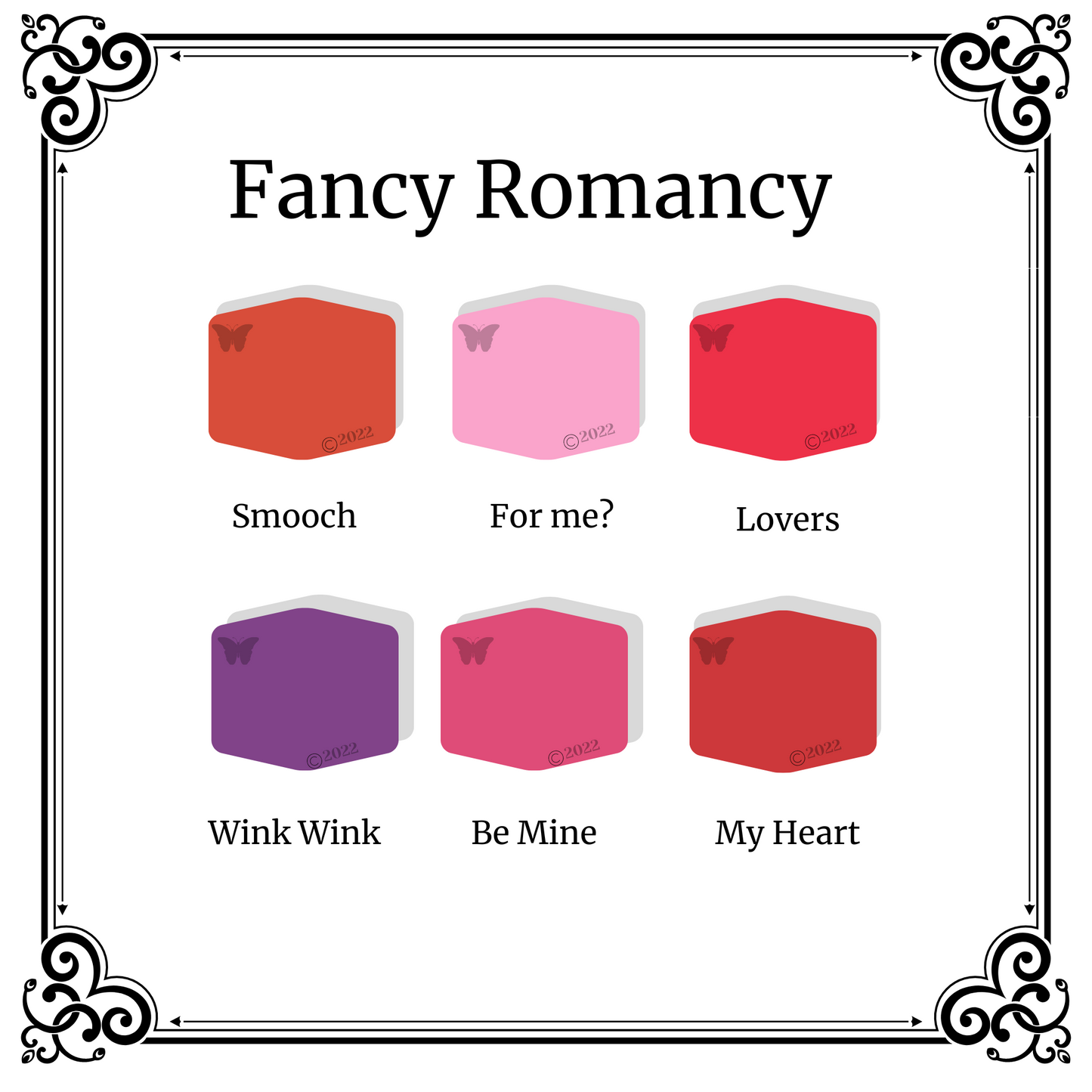 fancy romancy 6 palette colors